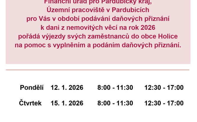 Zobrazit obrázek: Financni Urad Dan Z Nemovitych Veci Holice 2026
