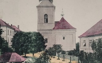 Dívčí škola, kostel a fara kolem roku 1900