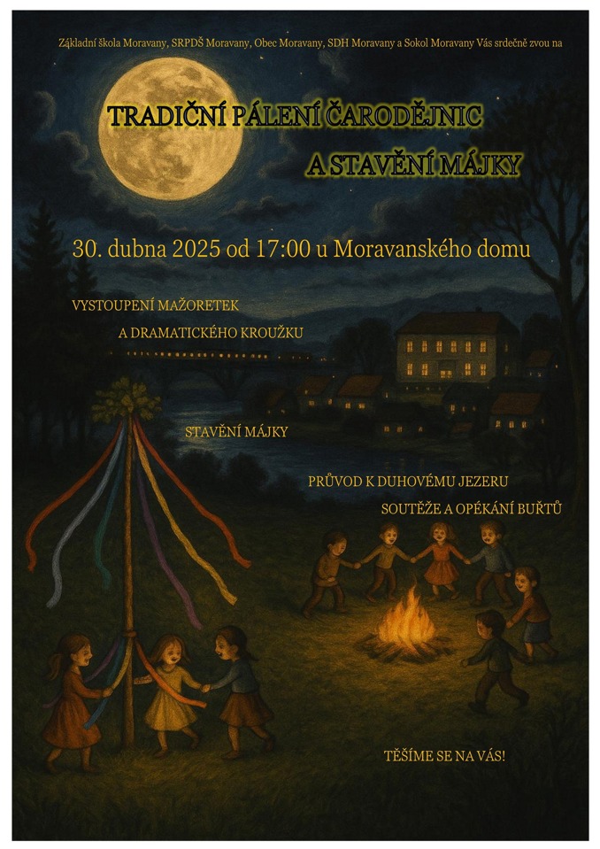 Model.Name: 2025 04 30 Moravany Tradiční Pálení Čarodějnic A Stavění Májky Plakát